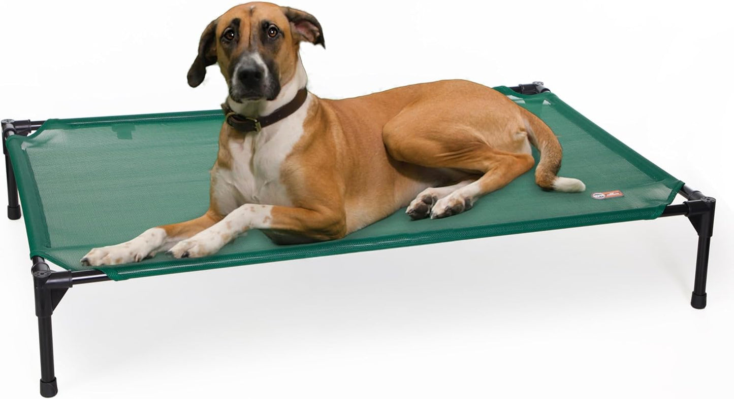 K&H Pet Products Outdoor Elevated Dog Cot, Breathable Cooling Elevated Cot Hammock Pet Bed for XL Dogs, Washable Mesh Cover, Raised Metal Frame, Collapsible, Portable - Extra-Large 50 X 32 Chocolate