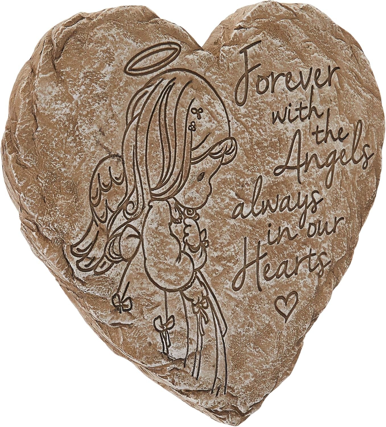 Precious Moments Garden Gifts 171460 Always in Our Hearts Decorative Resin Memorial Garden Stone with Cardinal Accent Yard Decor, Gray/Red, 8-Inch Long by 7-In Wide