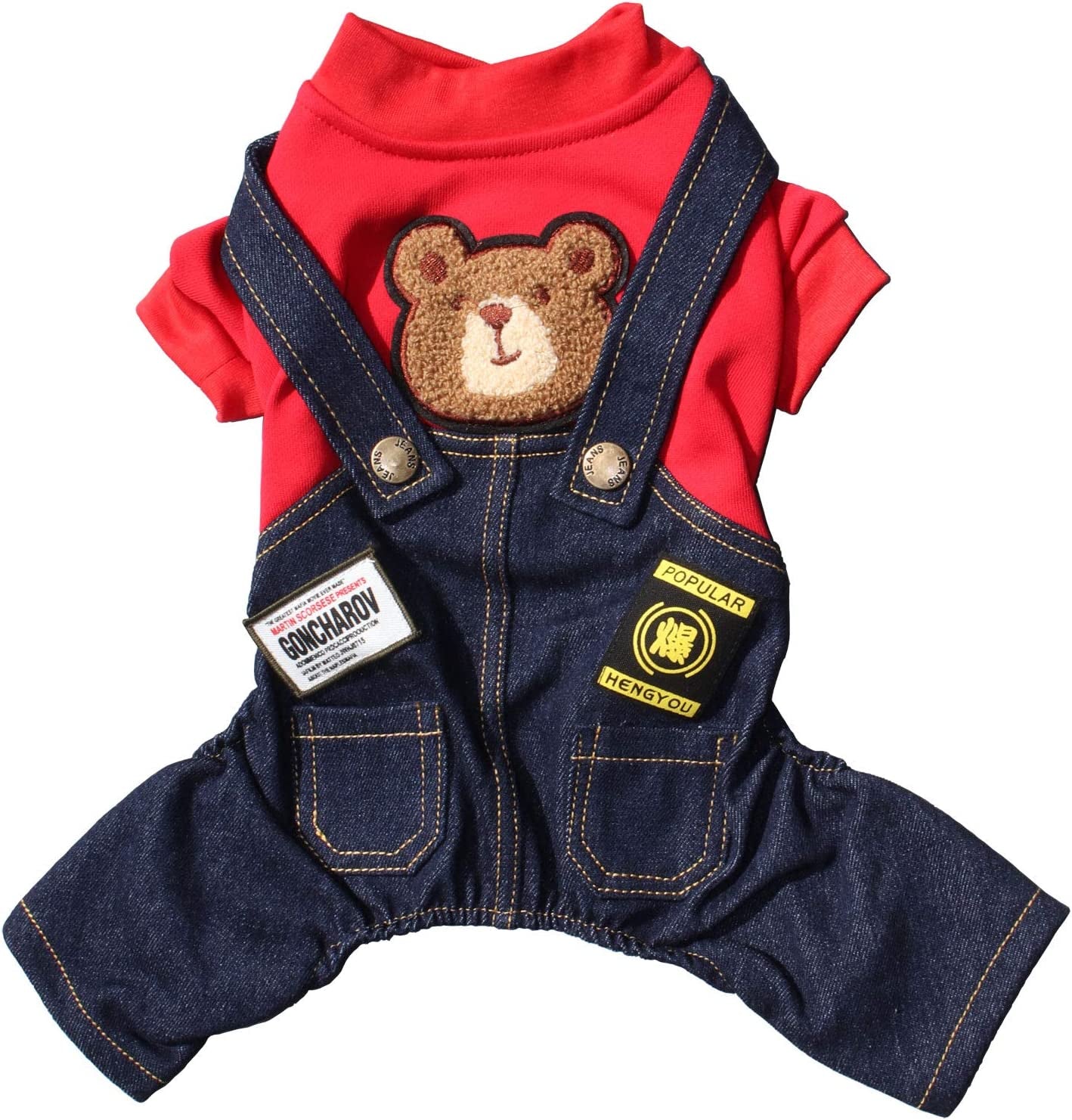 Dog Costume Clothes, Cute Denim Overalls for Small & Medium Pets, Boy & Girl Dogs Coats Jeans T-Shirts Sweatshirts