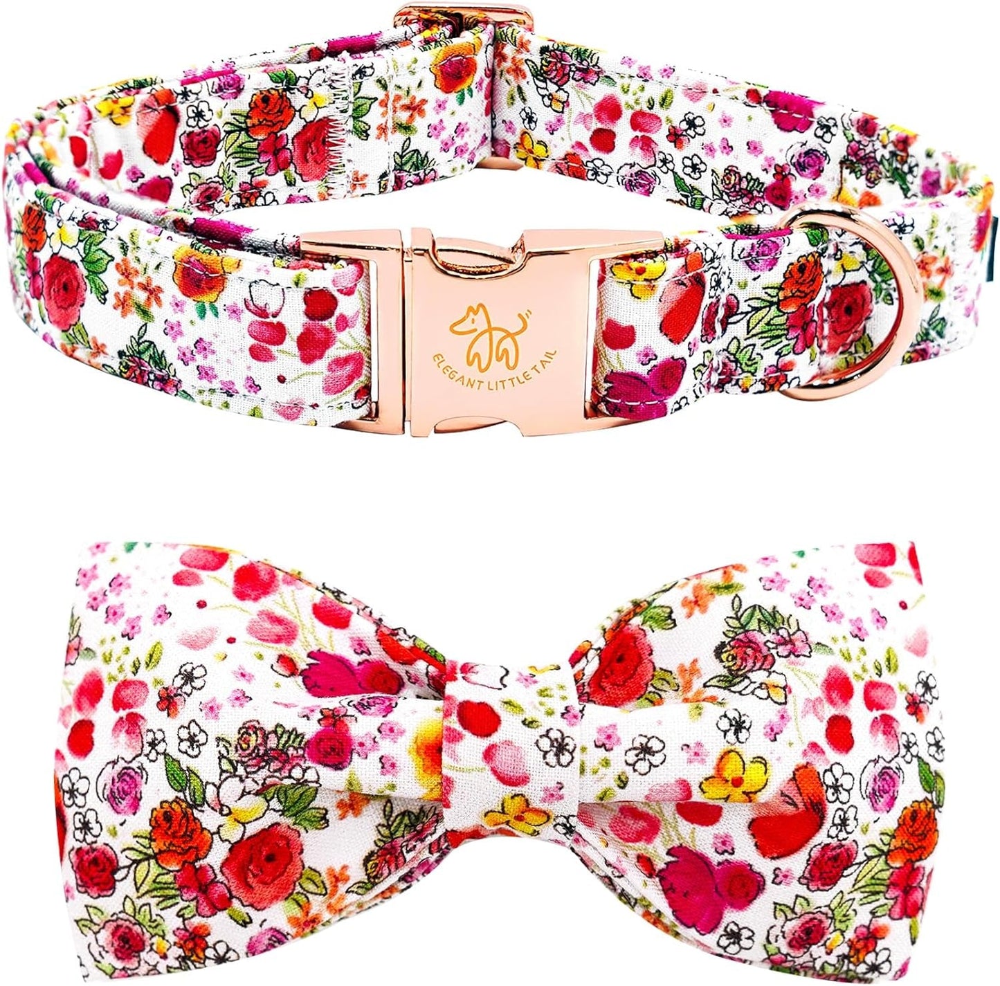 Elegant Little Tail Dog Collar with Bow, Bowtie Dog Collar, Adjustable Fall Dog Collars for Small Medium Large Dogs