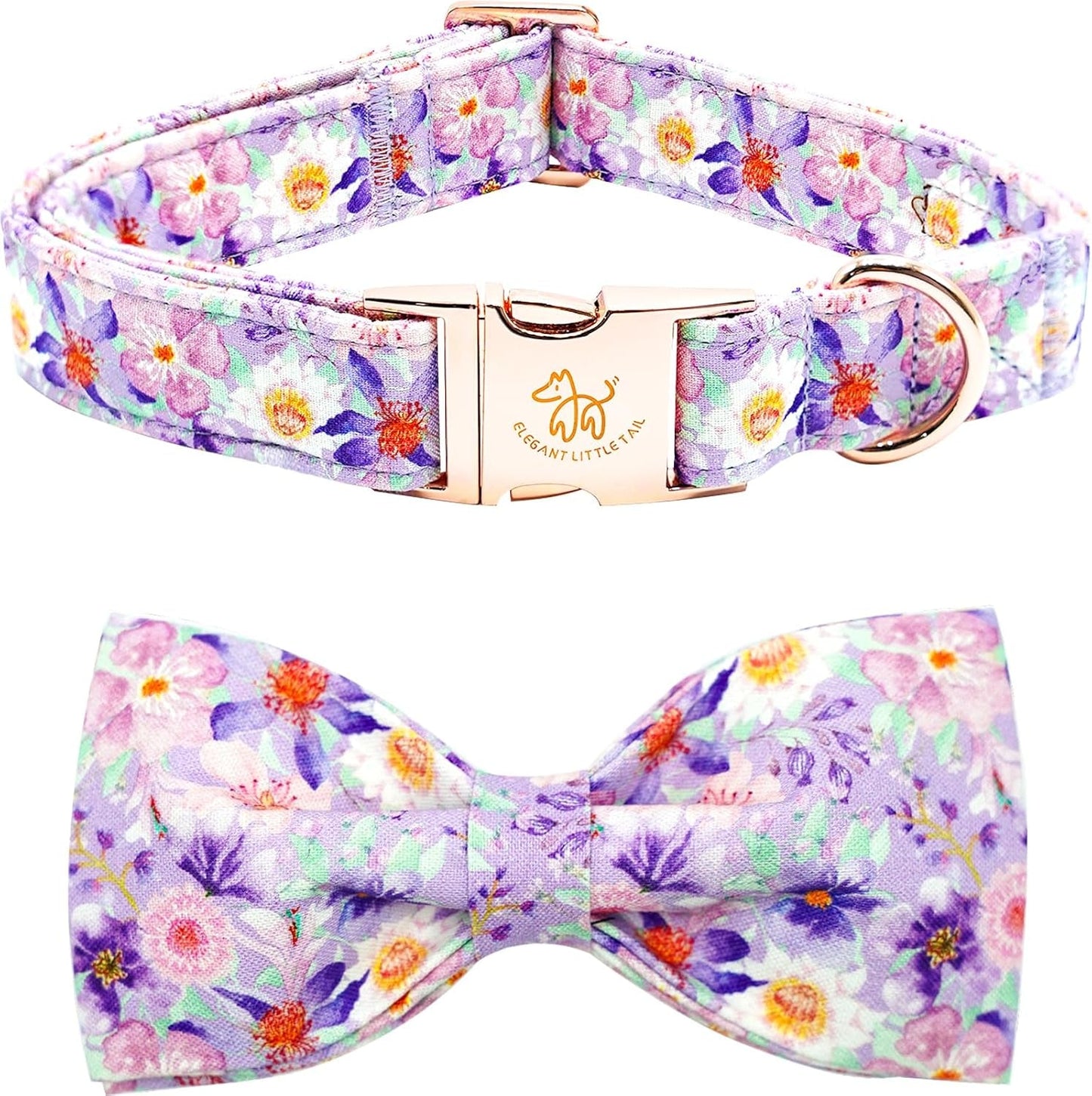 Elegant Little Tail Dog Collar with Bow, Bowtie Dog Collar, Adjustable Fall Dog Collars for Small Medium Large Dogs