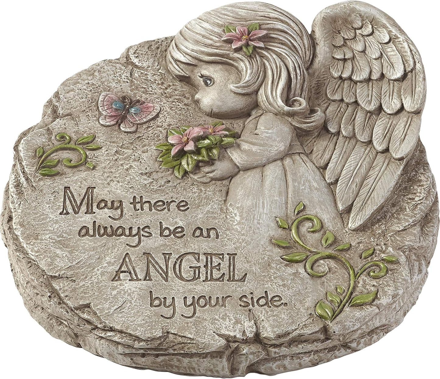Precious Moments Garden Gifts 171460 Always in Our Hearts Decorative Resin Memorial Garden Stone with Cardinal Accent Yard Decor, Gray/Red, 8-Inch Long by 7-In Wide