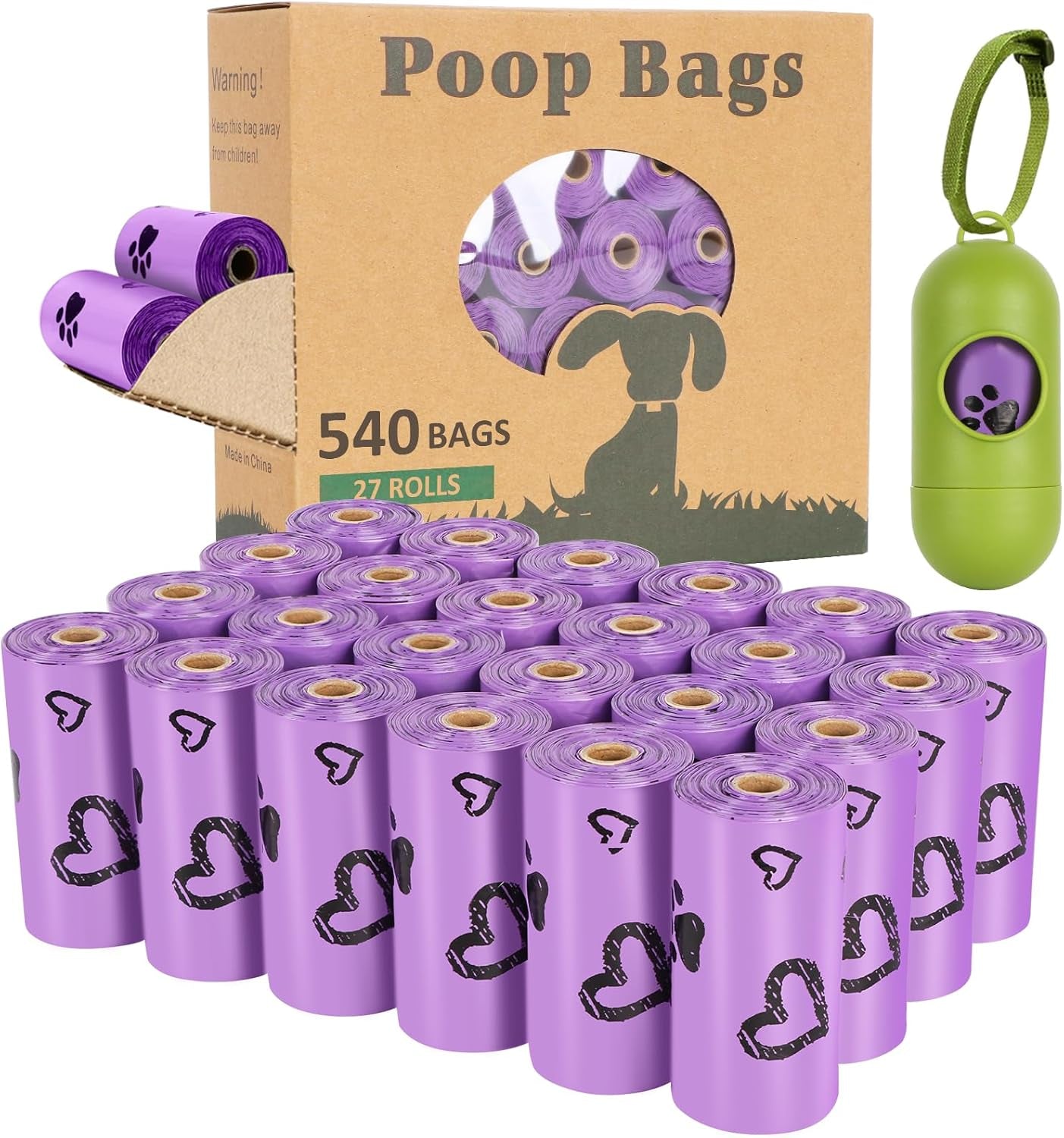 Dog Poop Bag Rolls -540 Count Dog Poop Bags with Dispenser – Extra Thick & Leakproof | Scented Blue