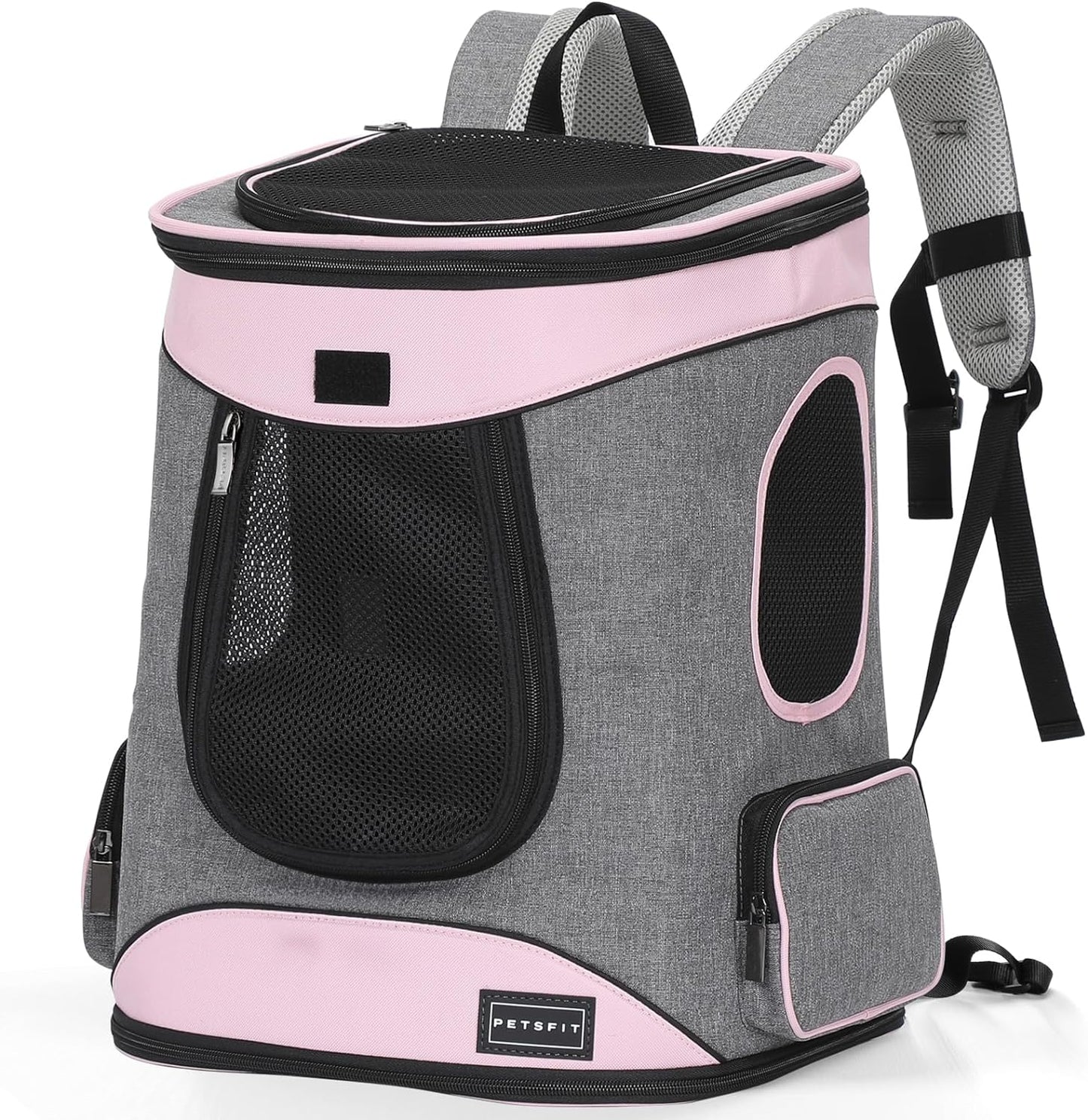 Petsfit Cat Backpack Carrier with Soft Plush Mat, Cross Ventilation Design, Dog Backpack Easy Fit for Travel Camping Hiking, Hold Pets up to 22 Lbs