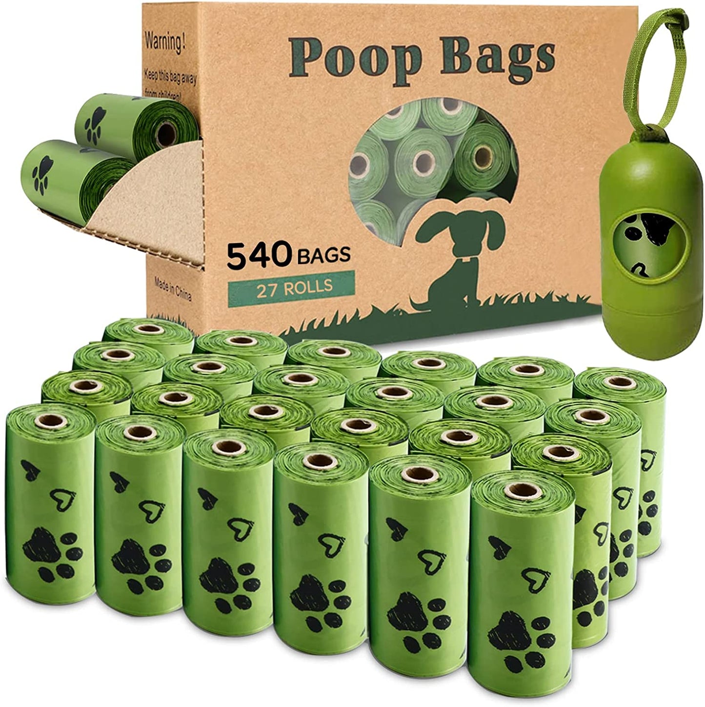 Dog Poop Bag Rolls -540 Count Dog Poop Bags with Dispenser – Extra Thick & Leakproof | Scented Blue