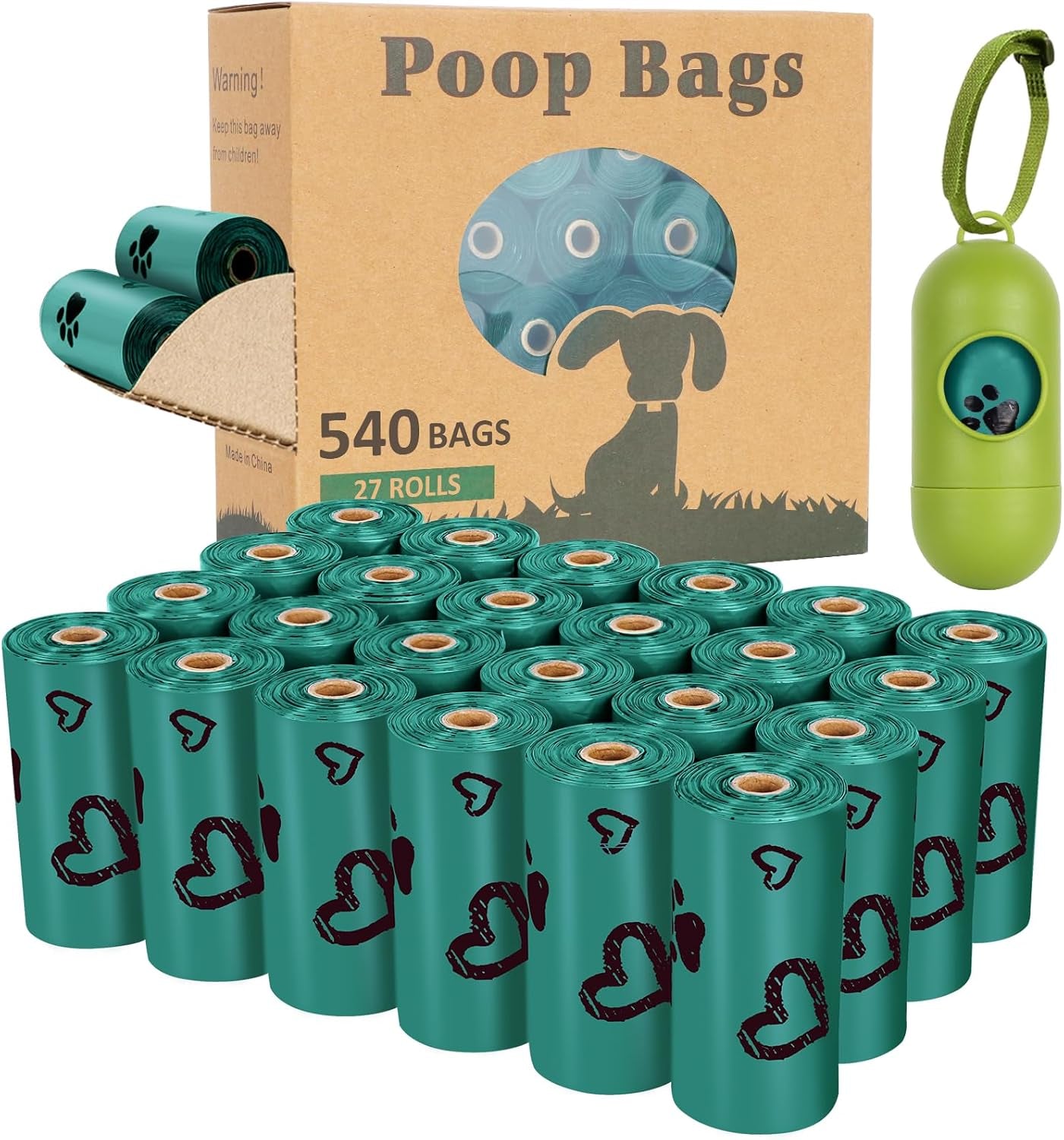 Dog Poop Bag Rolls -540 Count Dog Poop Bags with Dispenser – Extra Thick & Leakproof | Scented Blue