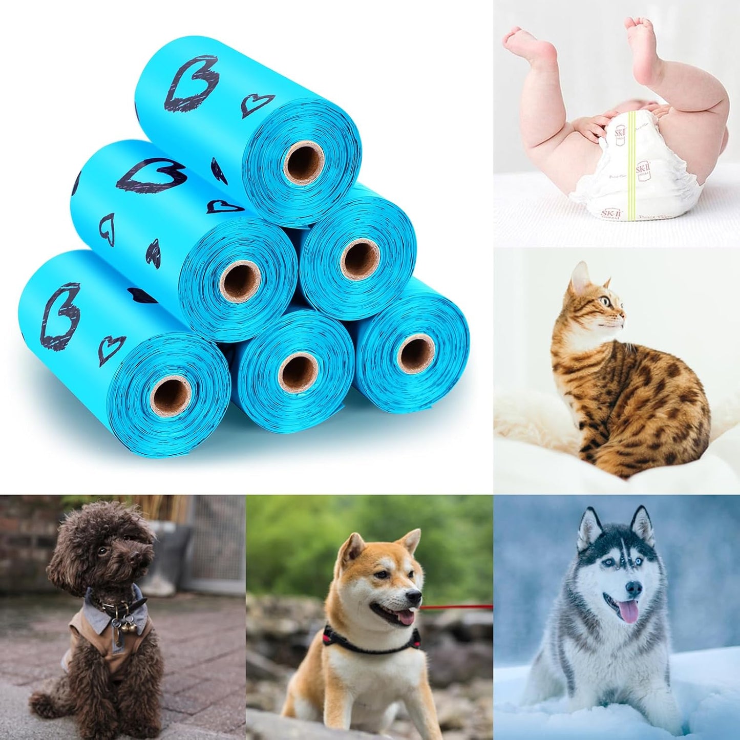 Dog Poop Bag Rolls -540 Count Dog Poop Bags with Dispenser – Extra Thick & Leakproof | Scented Blue