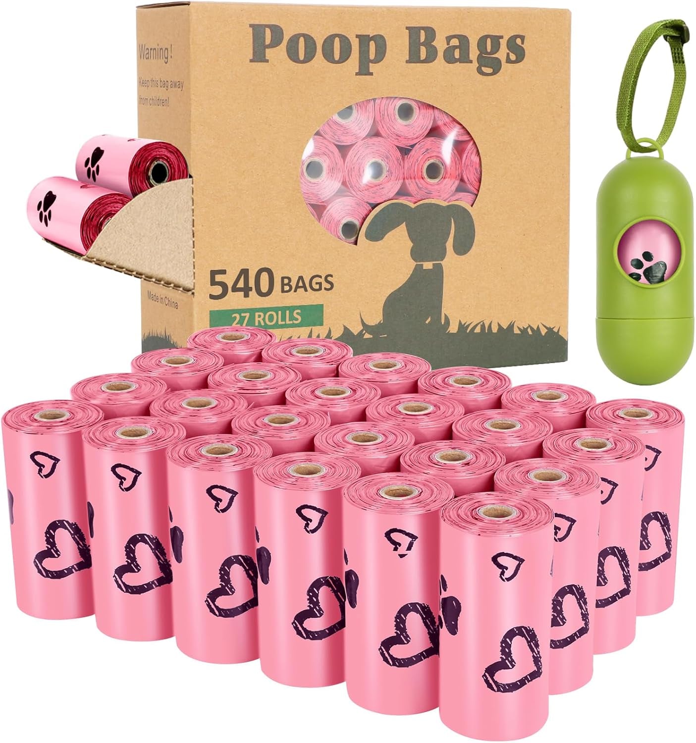 Dog Poop Bag Rolls -540 Count Dog Poop Bags with Dispenser – Extra Thick & Leakproof | Scented Blue