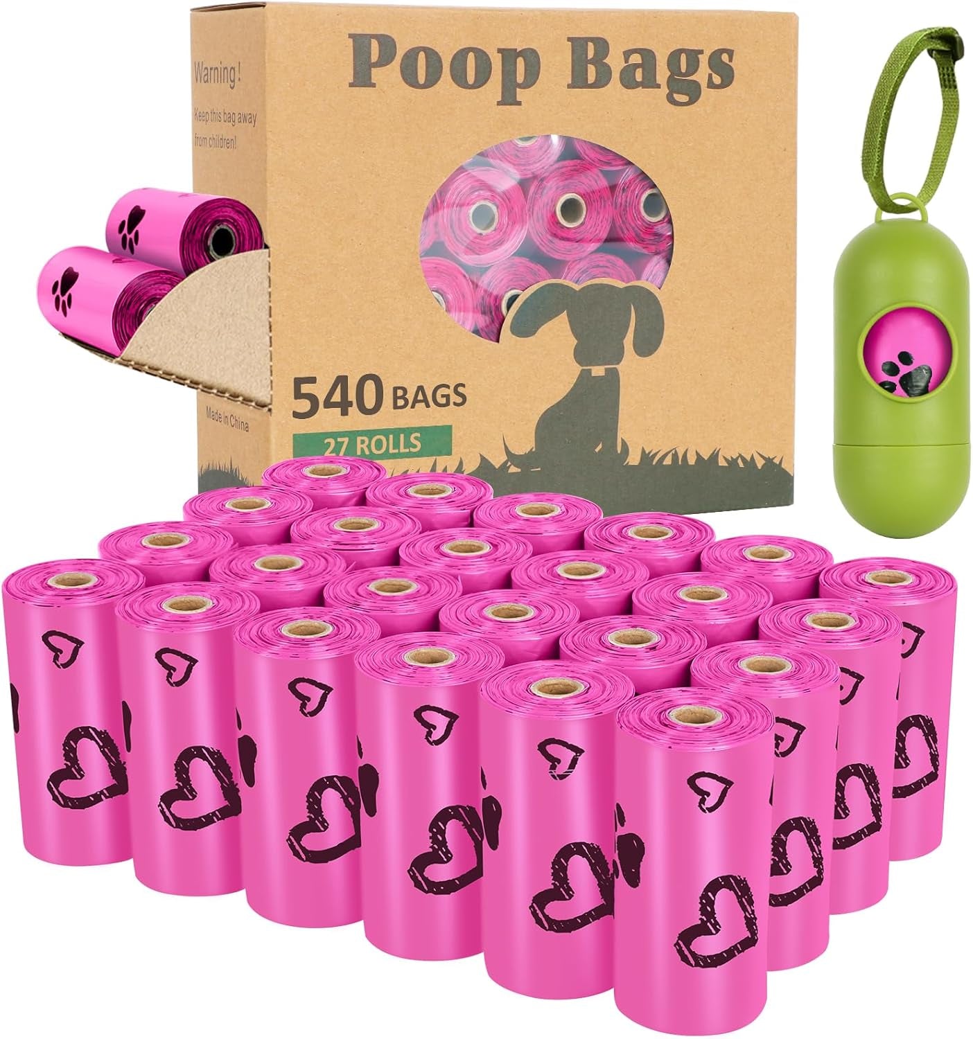 Dog Poop Bag Rolls -540 Count Dog Poop Bags with Dispenser – Extra Thick & Leakproof | Scented Blue