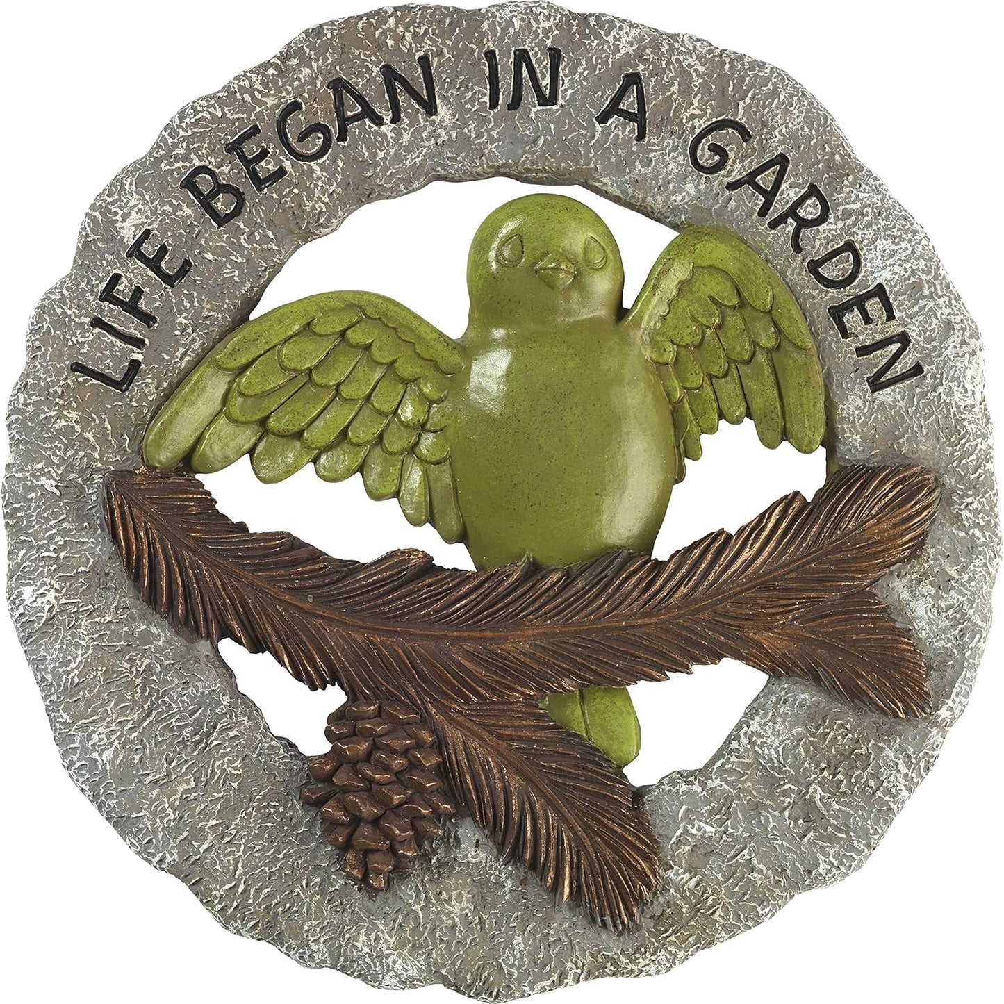 Precious Moments Garden Gifts 171460 Always in Our Hearts Decorative Resin Memorial Garden Stone with Cardinal Accent Yard Decor, Gray/Red, 8-Inch Long by 7-In Wide
