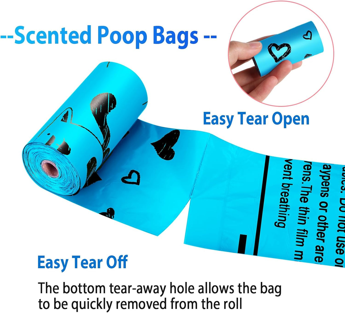 Dog Poop Bag Rolls -540 Count Dog Poop Bags with Dispenser – Extra Thick & Leakproof | Scented Blue