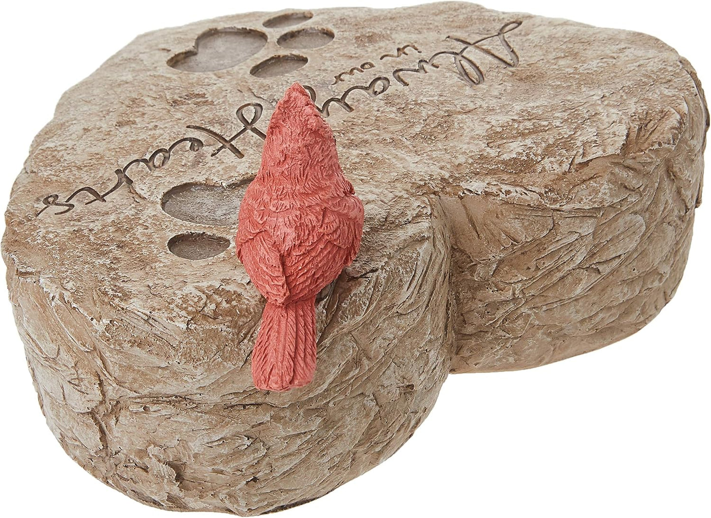 Precious Moments Garden Gifts 171460 Always in Our Hearts Decorative Resin Memorial Garden Stone with Cardinal Accent Yard Decor, Gray/Red, 8-Inch Long by 7-In Wide