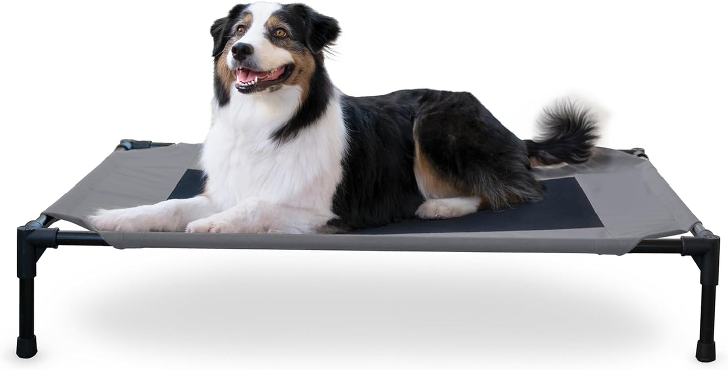 K&H Pet Products Outdoor Elevated Dog Cot, Breathable Cooling Elevated Cot Hammock Pet Bed for XL Dogs, Washable Mesh Cover, Raised Metal Frame, Collapsible, Portable - Extra-Large 50 X 32 Chocolate