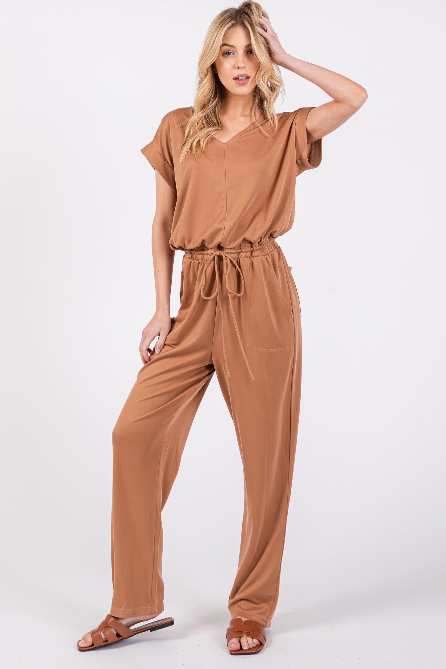 Jumpsuit aus Modal-Piqué im Relaxed Fit