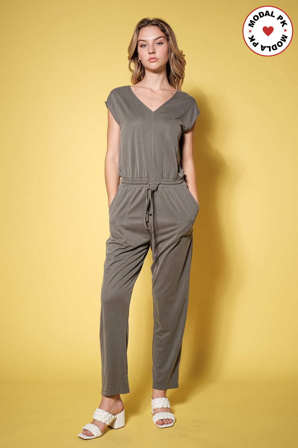 Jumpsuit aus Modal-Piqué im Relaxed Fit