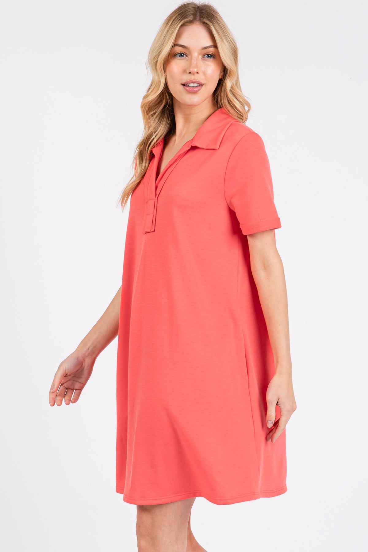 Collared Knit T-Shirt Dress – Effortless & Casual