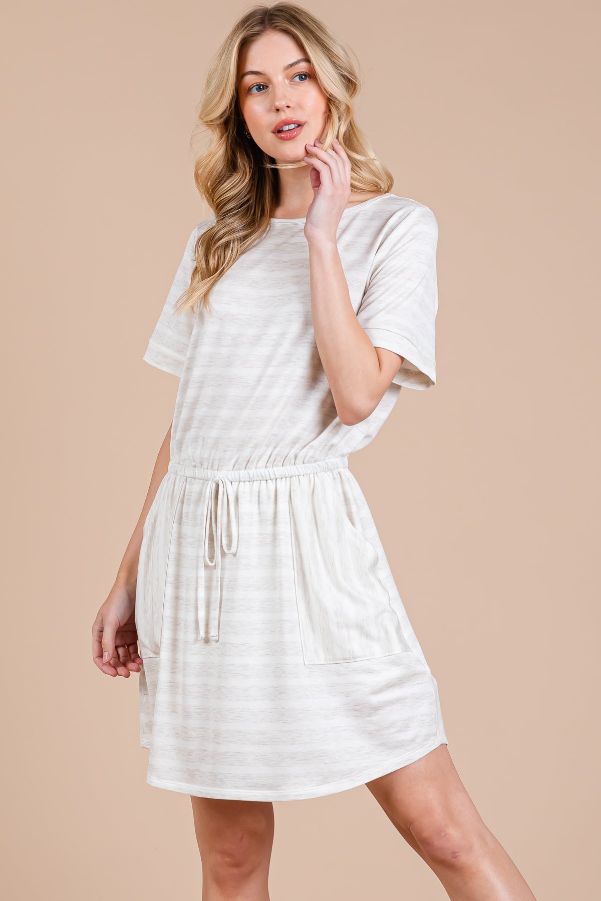 Striped Knit Dress with Built-in Shorts – Casual & Covered