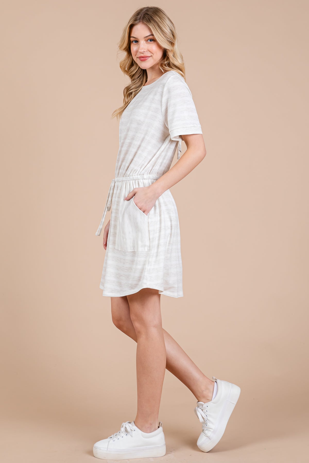 Striped Knit Dress with Built-in Shorts – Casual & Covered