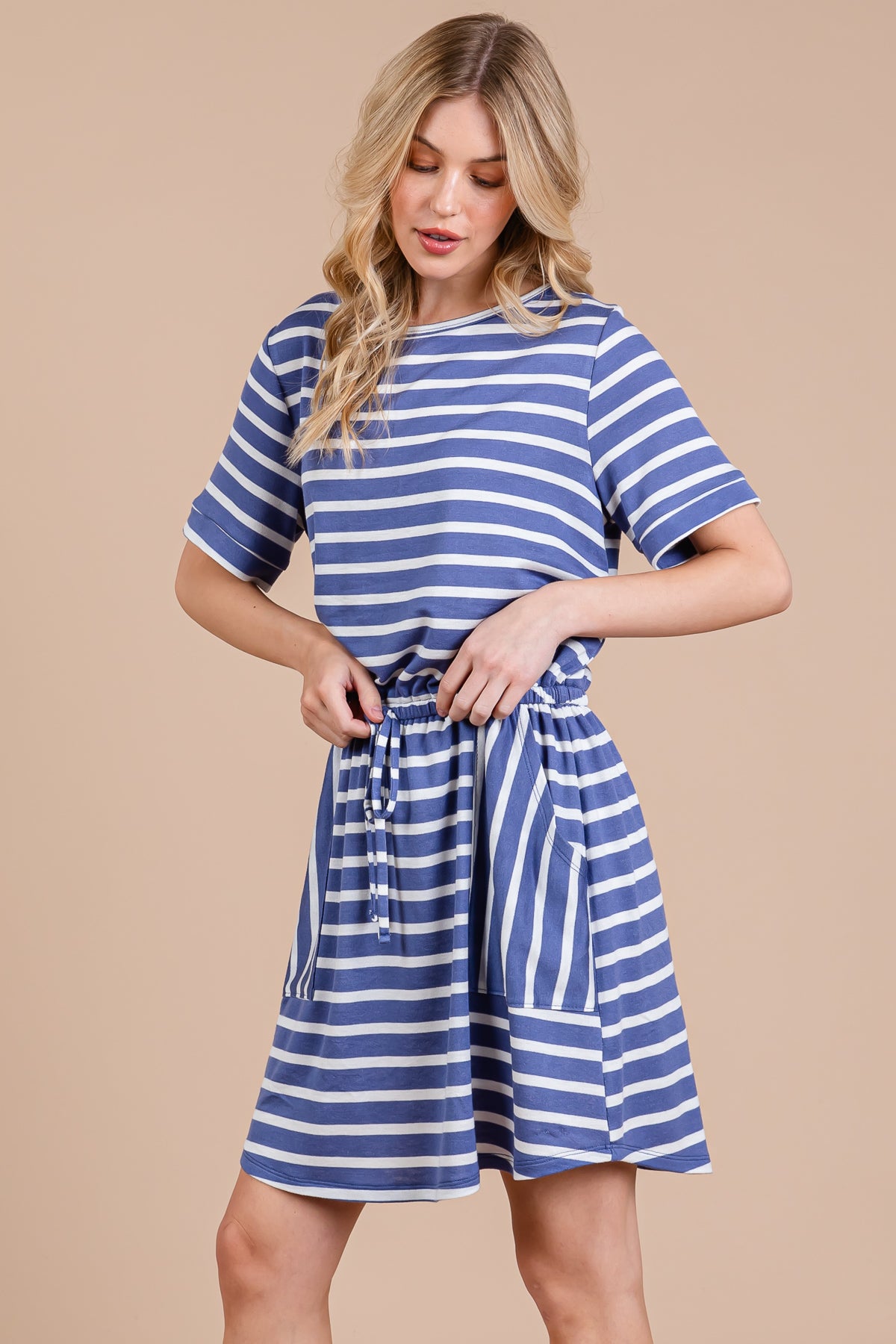 Striped Knit Dress with Built-in Shorts – Casual & Covered