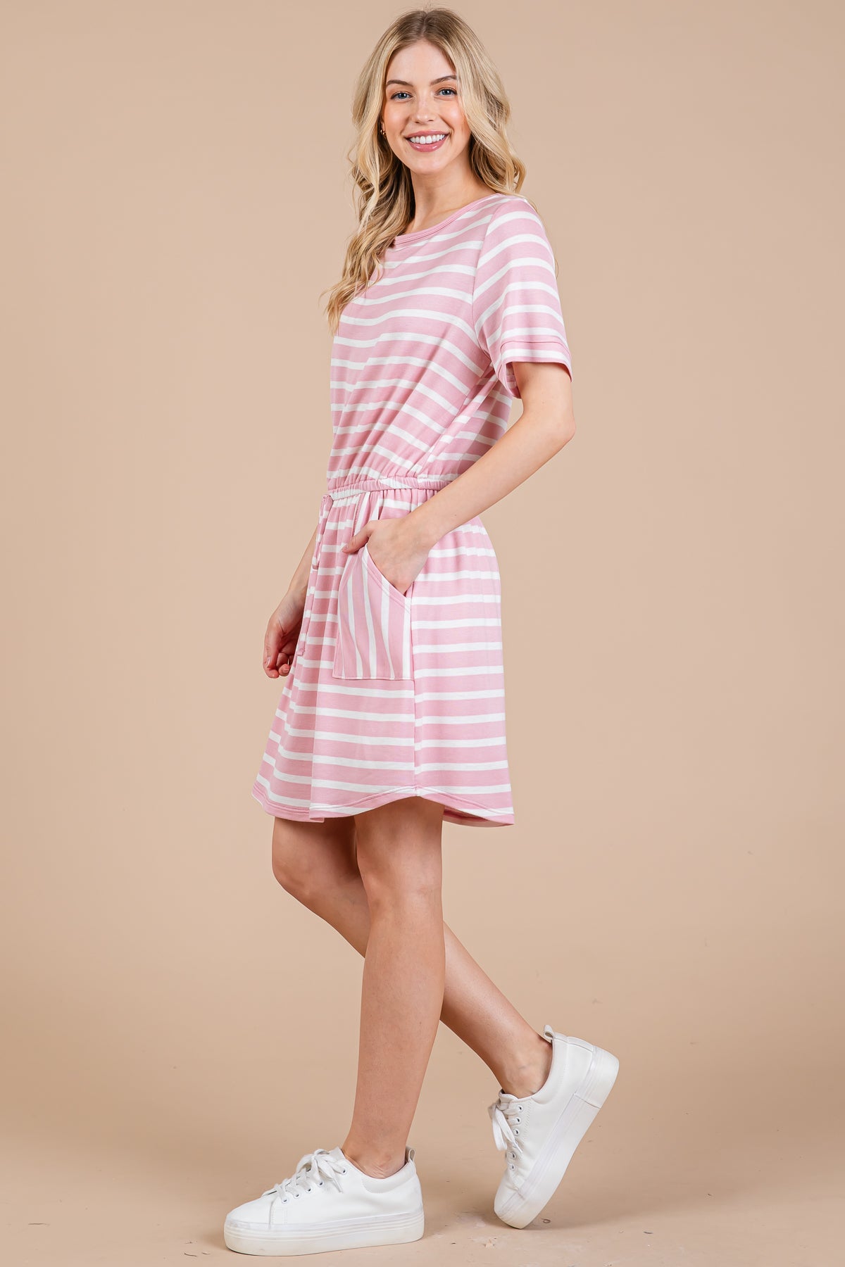 Striped Knit Dress with Built-in Shorts – Casual & Covered