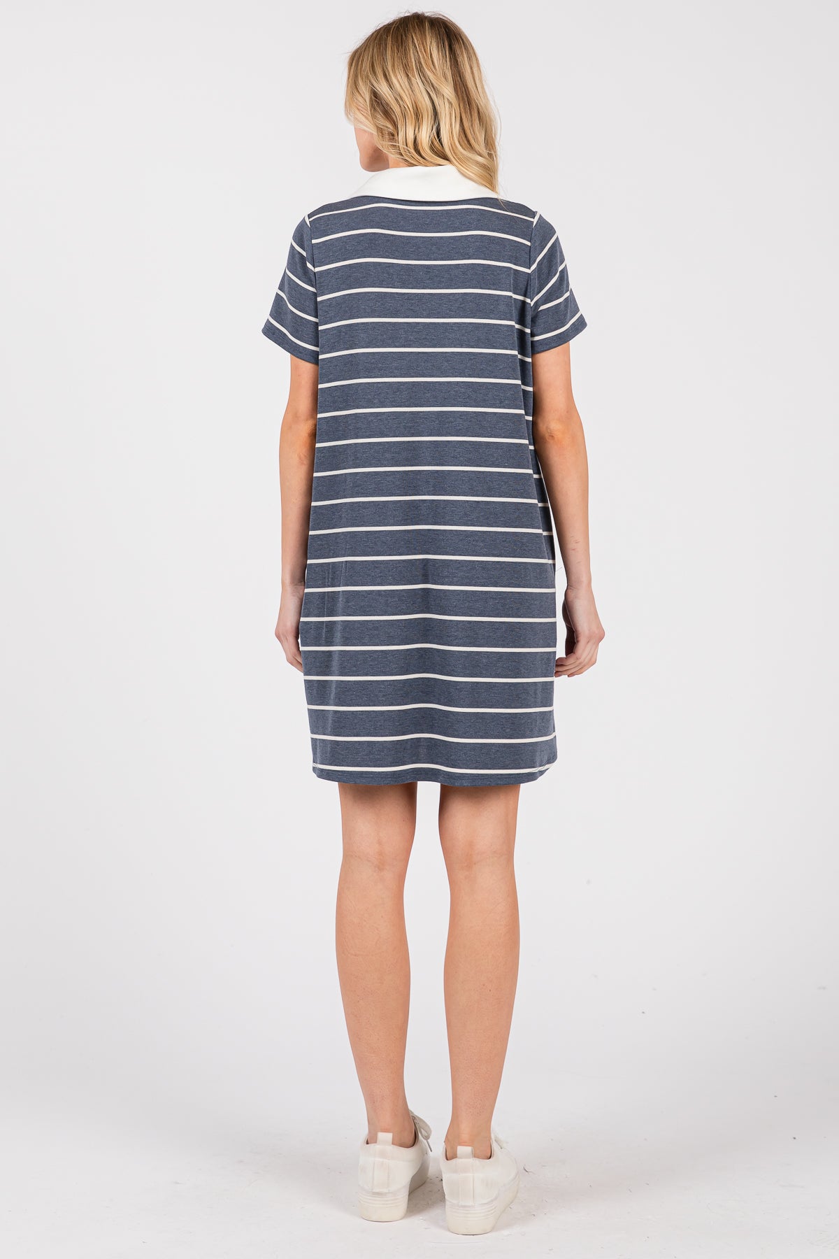 Red Striped V-Neck T-Shirt Dress – Casual Everyday Comfort