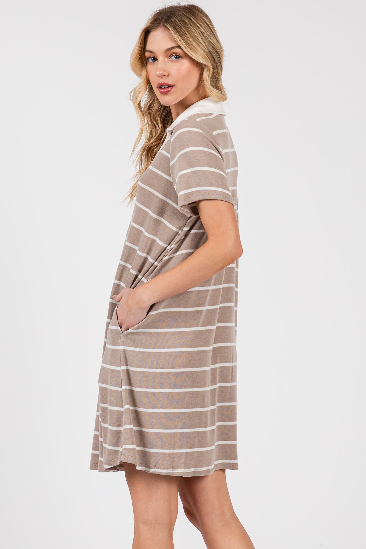 Red Striped V-Neck T-Shirt Dress – Casual Everyday Comfort