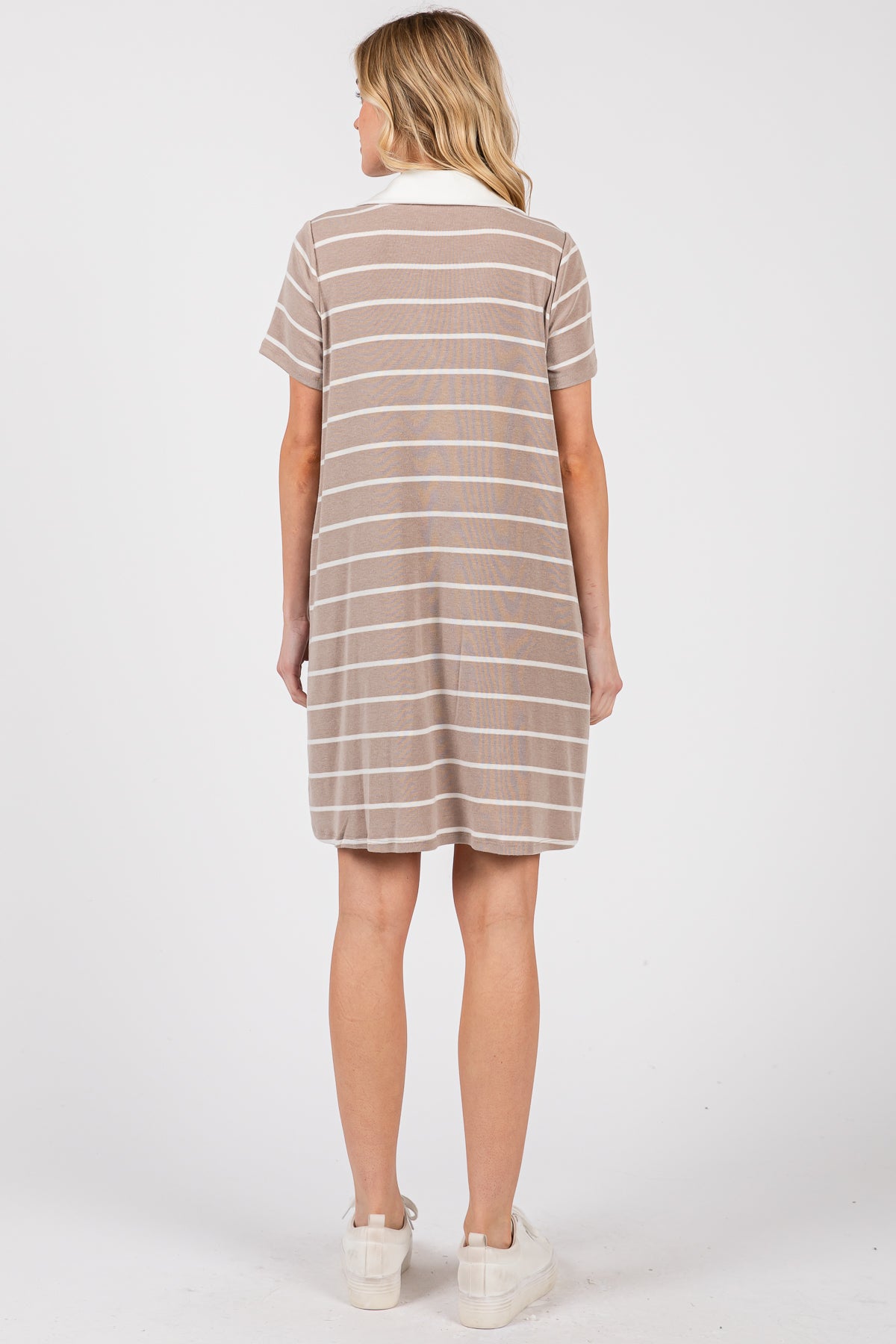 Red Striped V-Neck T-Shirt Dress – Casual Everyday Comfort