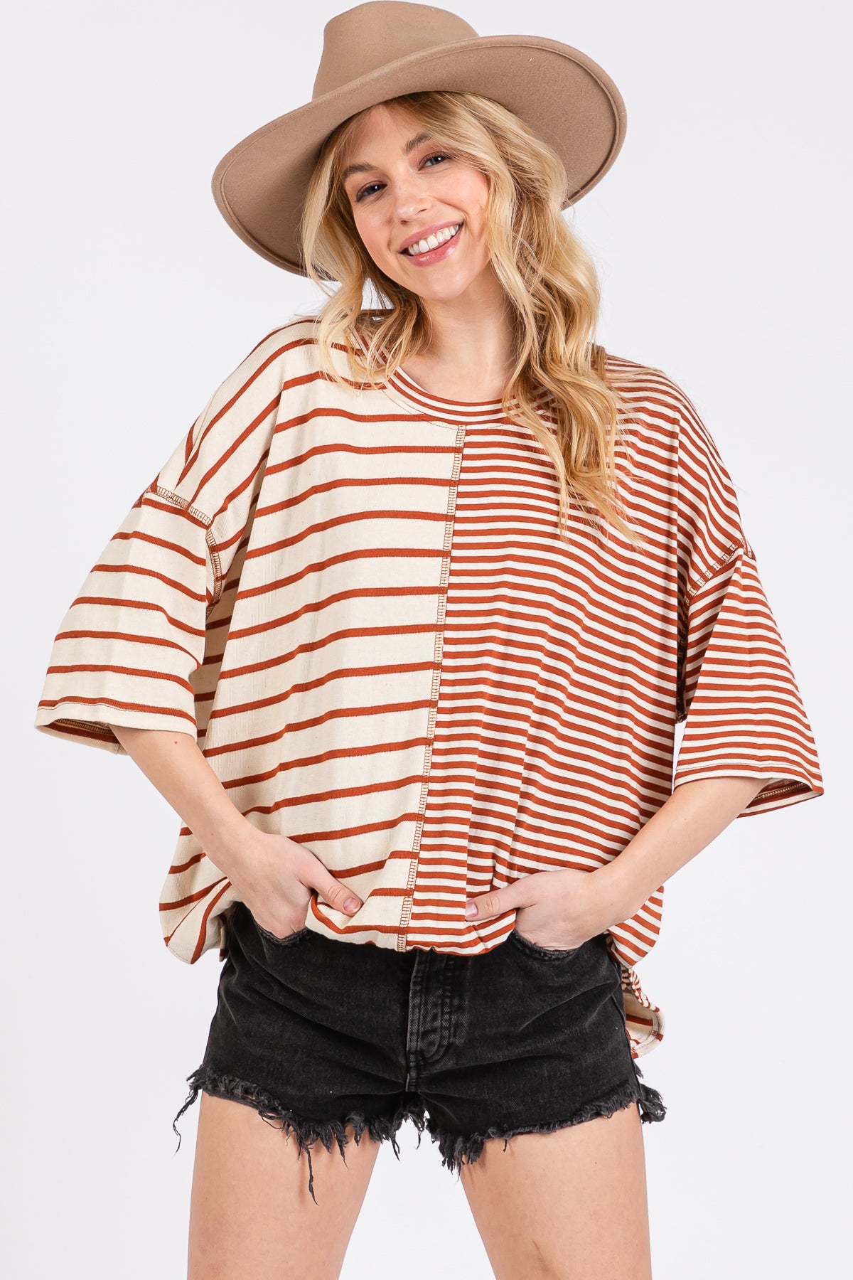 Gestreiftes Oversize-T-Shirt „Game Day“