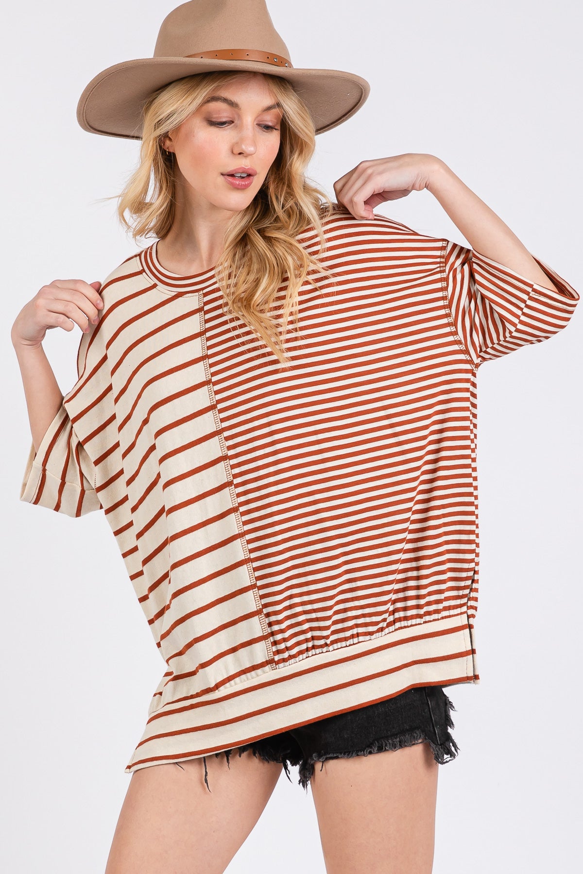 Gestreiftes Oversize-T-Shirt „Game Day“