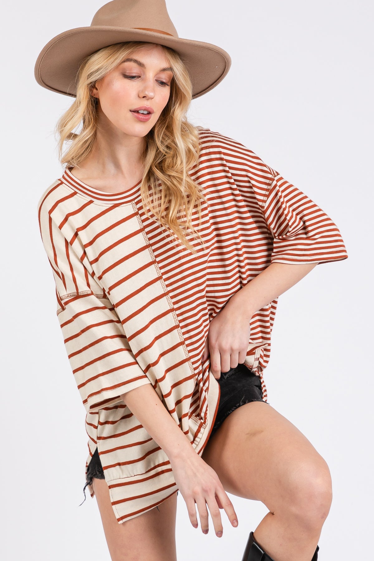 Gestreiftes Oversize-T-Shirt „Game Day“