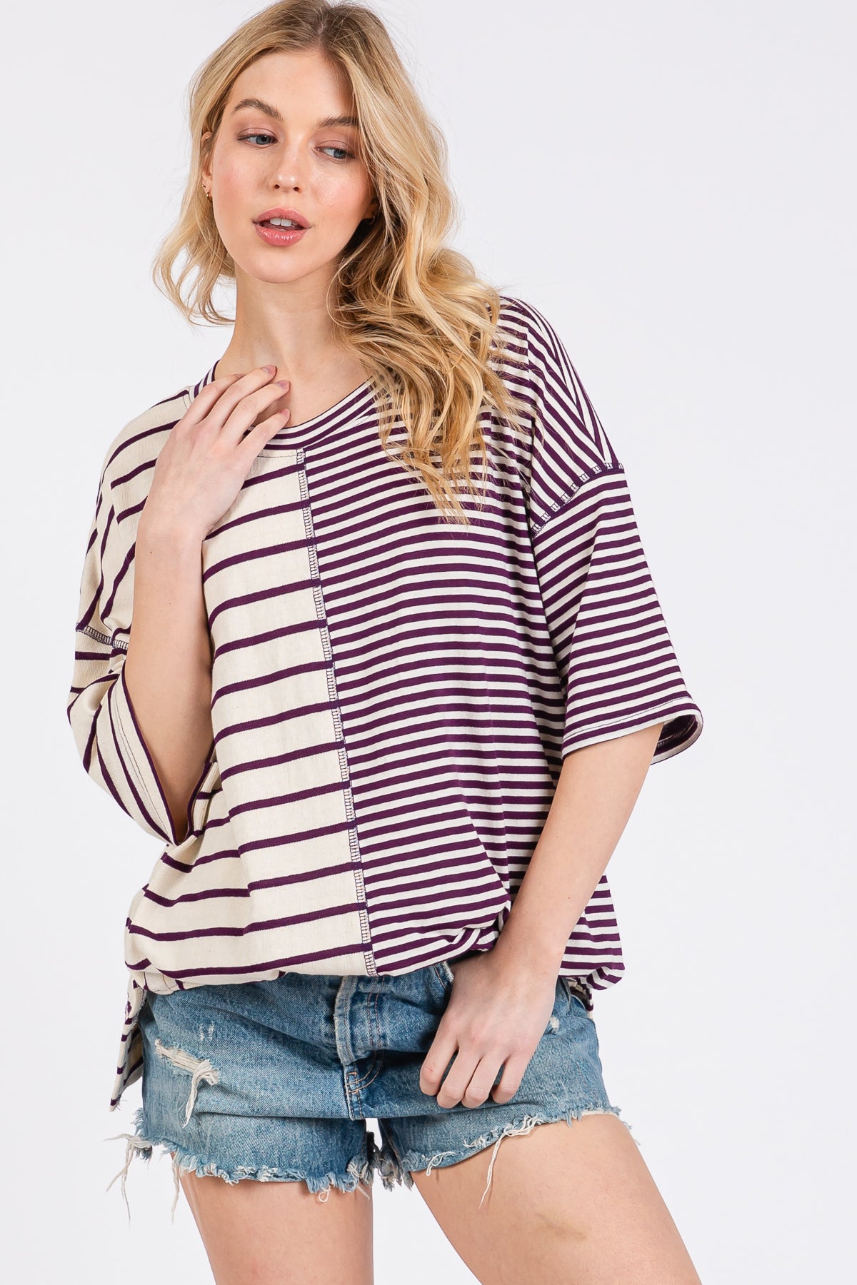 Gestreiftes Oversize-T-Shirt „Game Day“