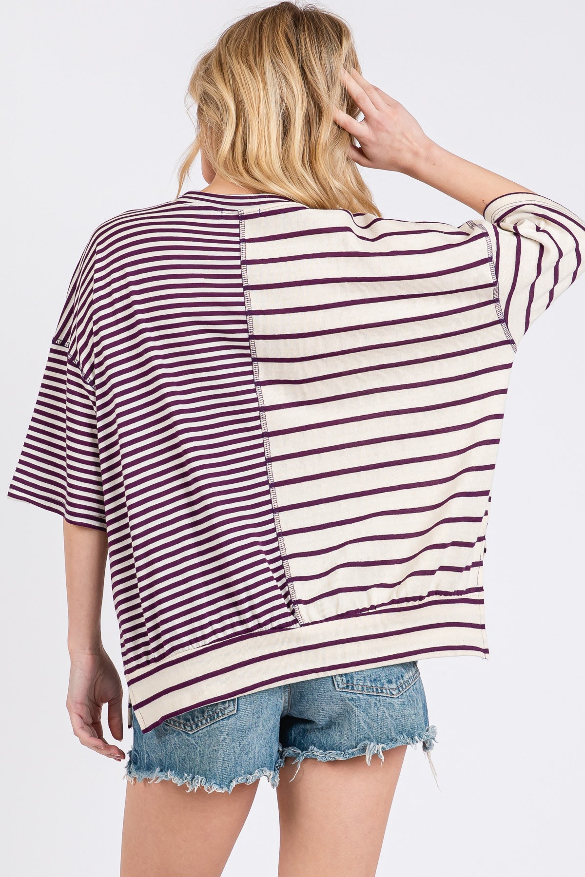 Gestreiftes Oversize-T-Shirt „Game Day“