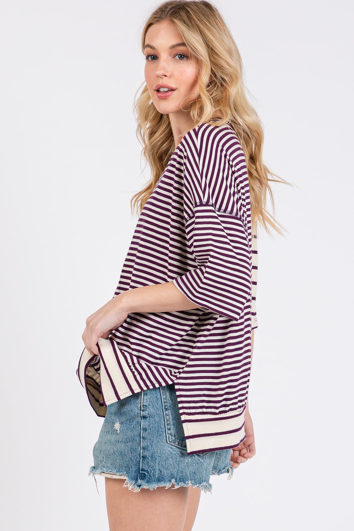 Gestreiftes Oversize-T-Shirt „Game Day“