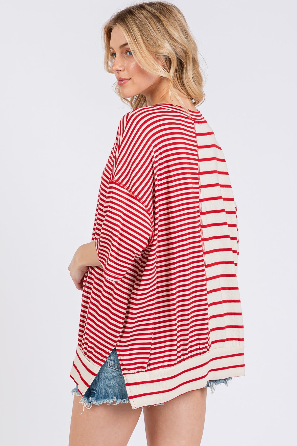 Gestreiftes Oversize-T-Shirt „Game Day“