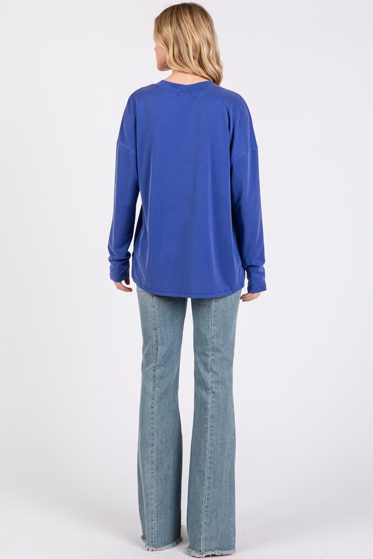 Modal Piqué Relaxed Fit Long Sleeve Top