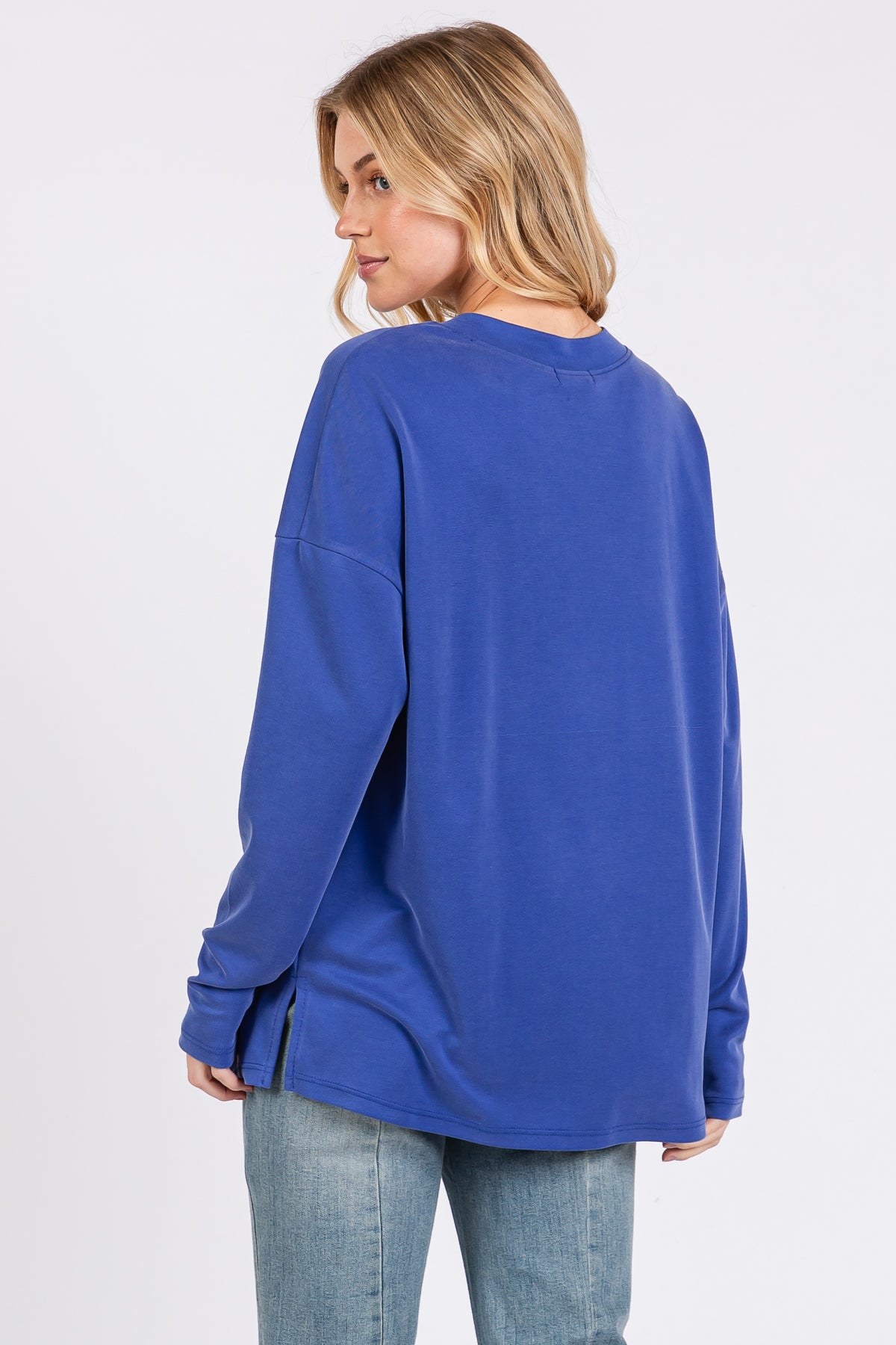 Modal Piqué Relaxed Fit Long Sleeve Top