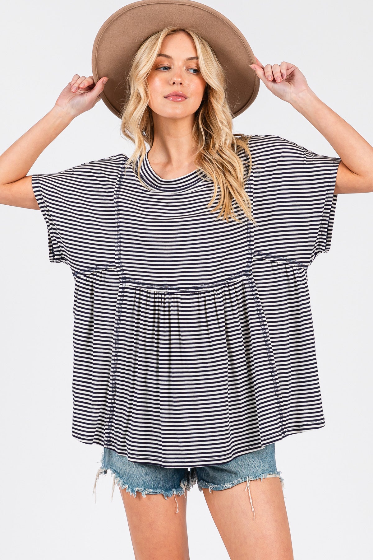 Rayon Striped Babydoll Top – Soft, Flowy & Effortless