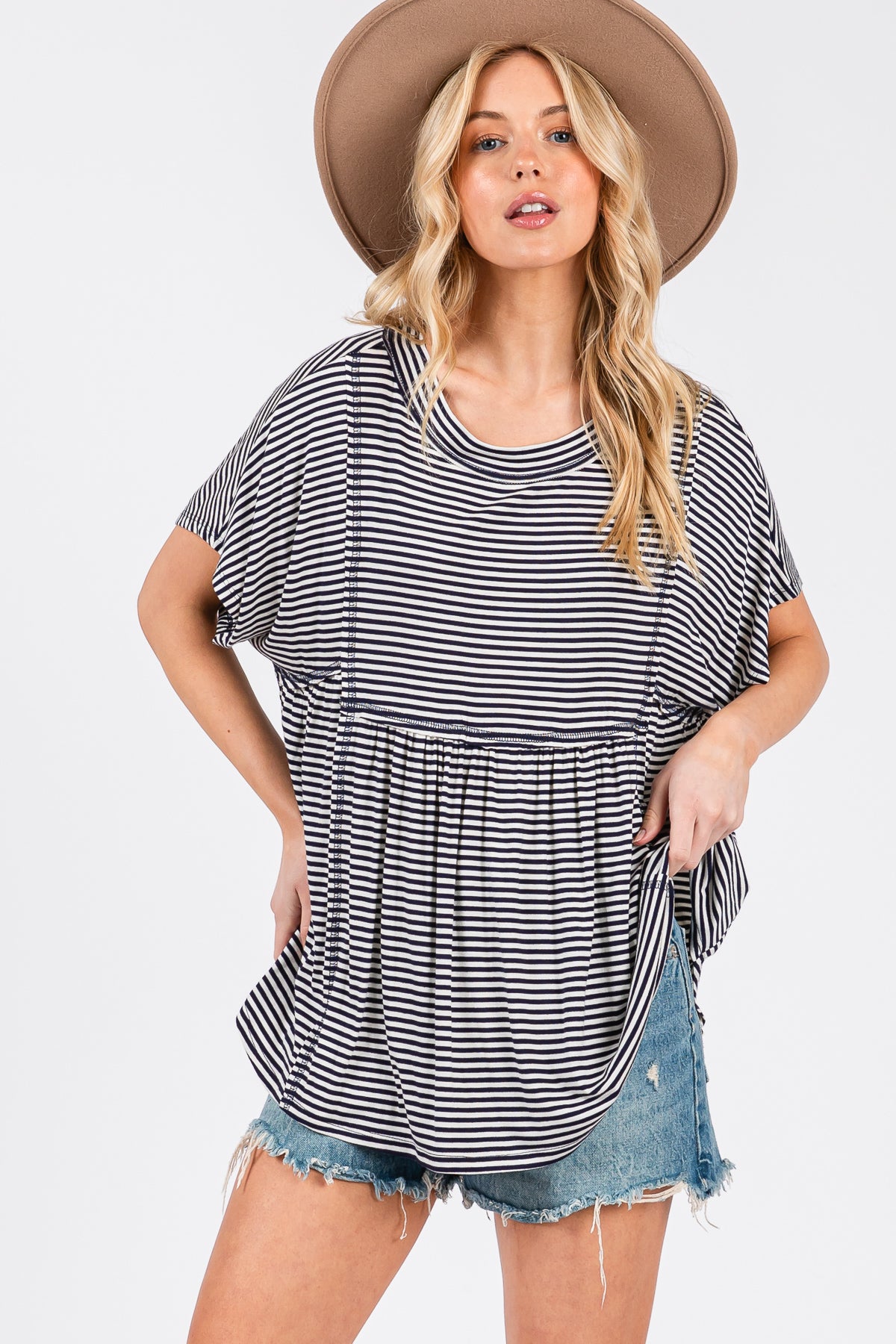 Rayon Striped Babydoll Top – Soft, Flowy & Effortless