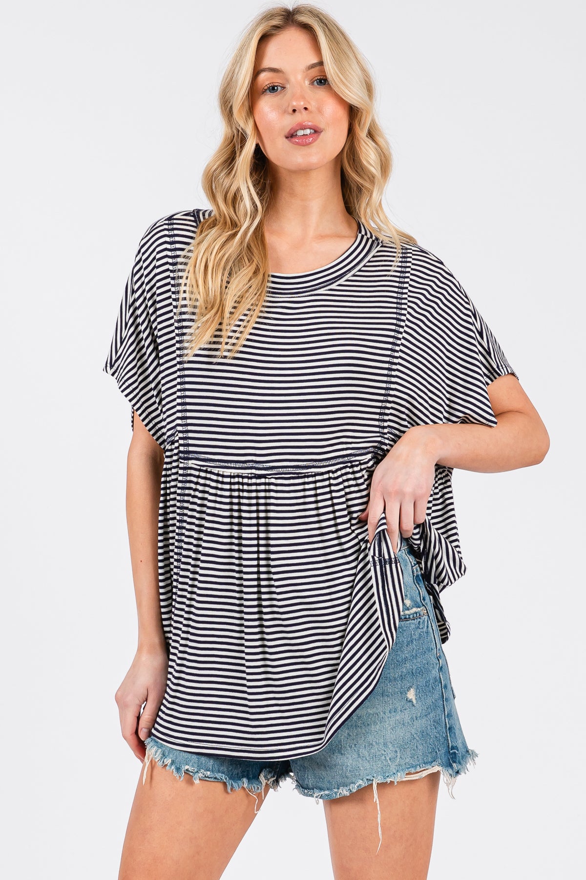 Rayon Striped Babydoll Top – Soft, Flowy & Effortless