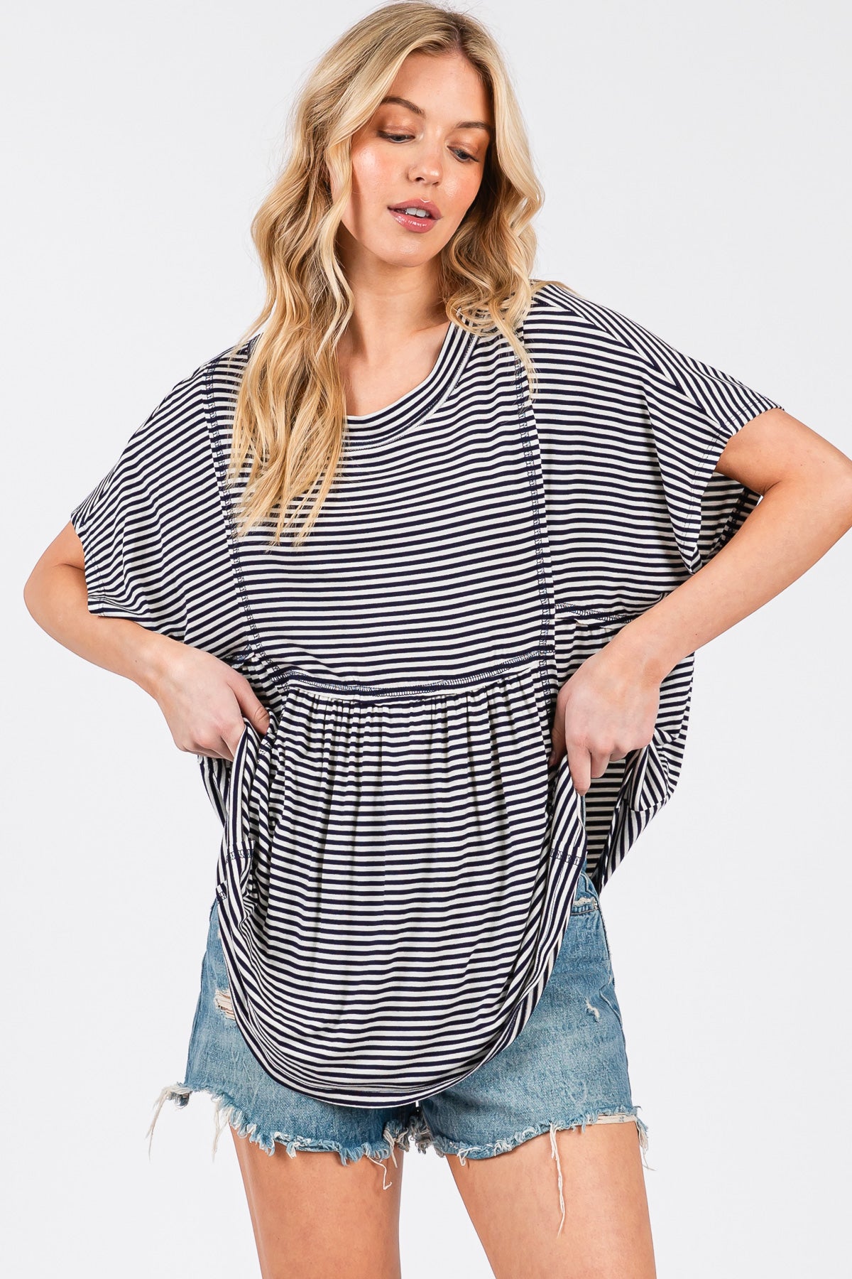 Rayon Striped Babydoll Top – Soft, Flowy & Effortless