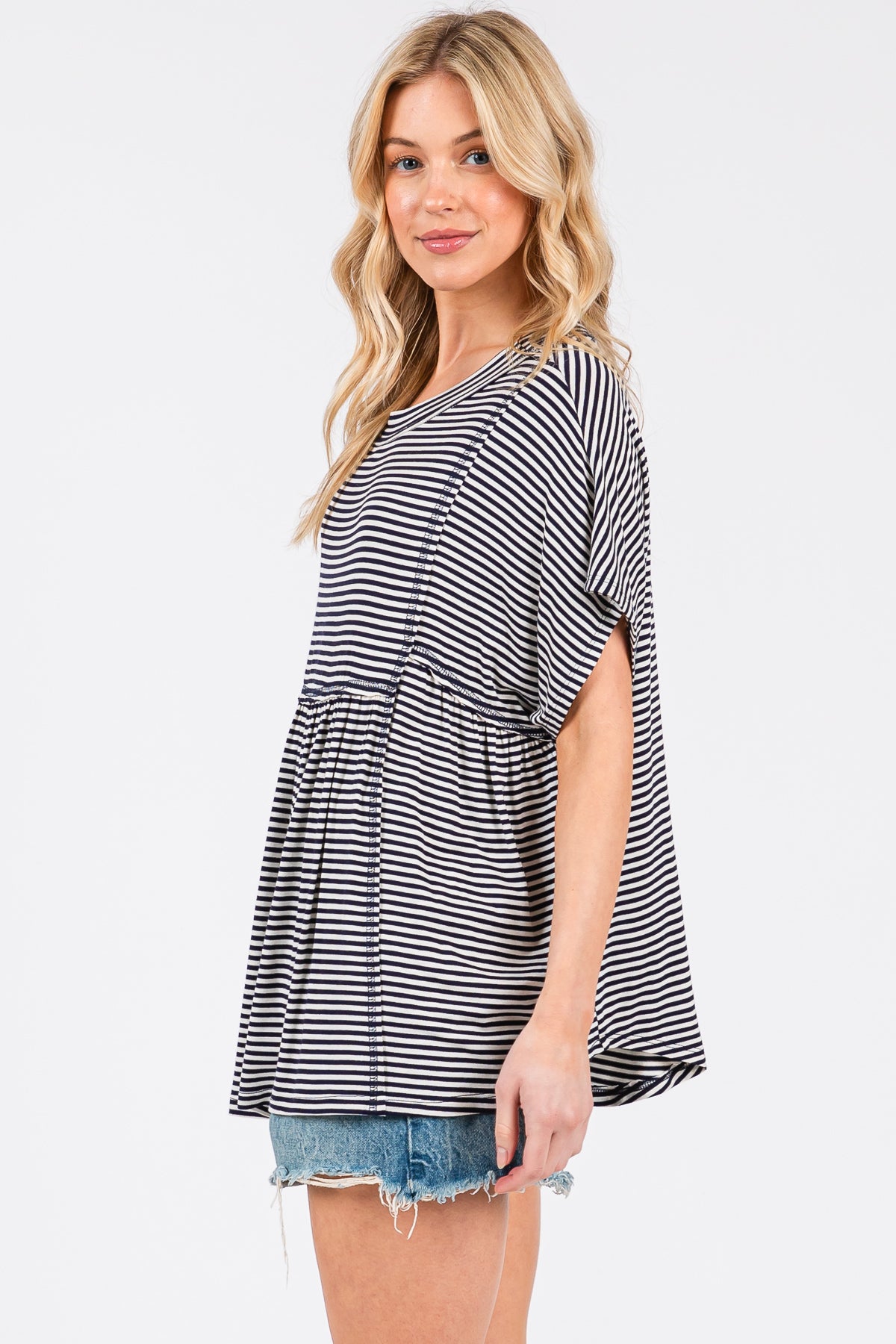 Rayon Striped Babydoll Top – Soft, Flowy & Effortless