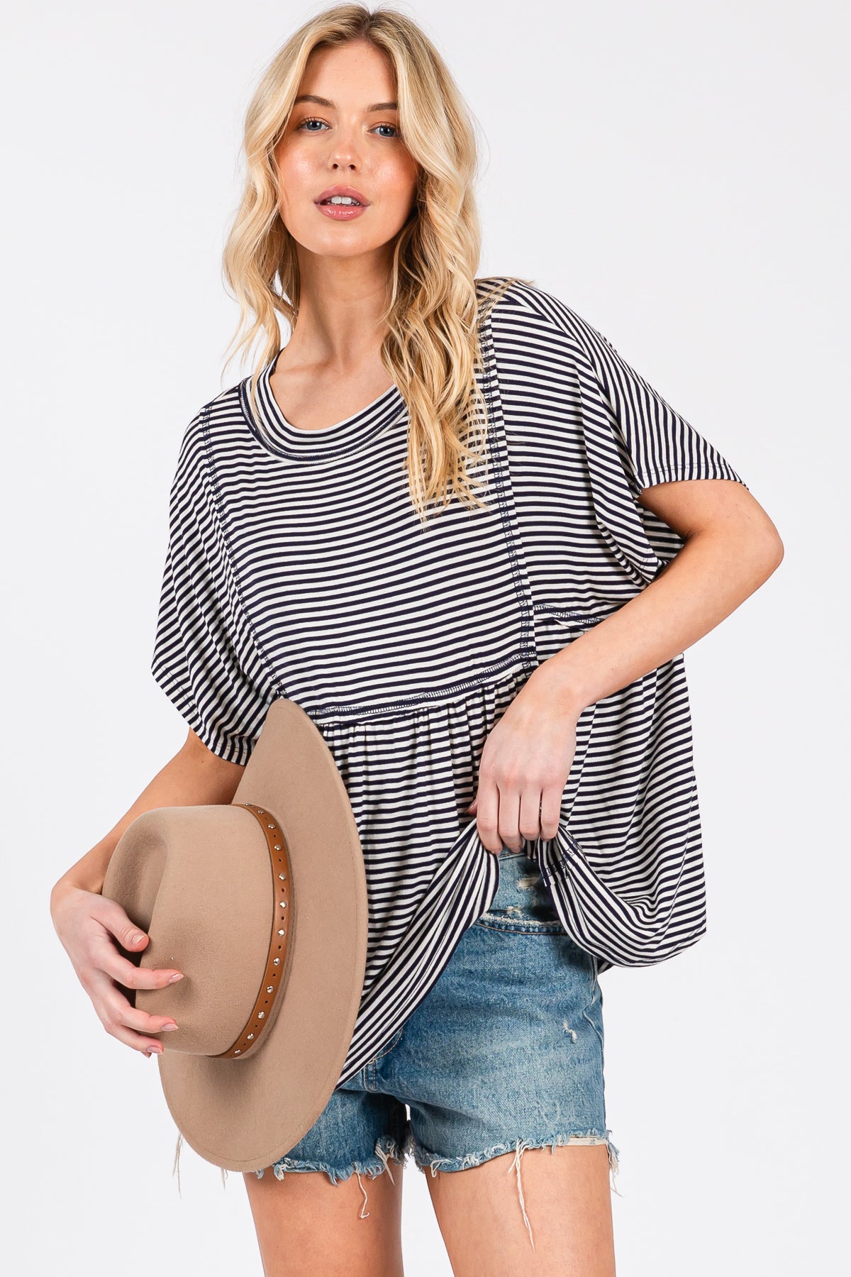 Rayon Striped Babydoll Top – Soft, Flowy & Effortless