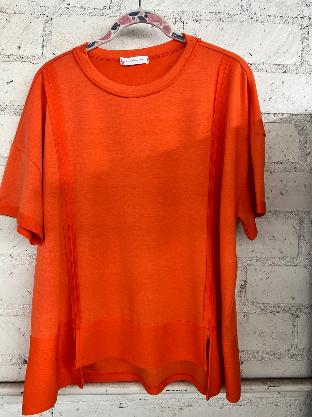 Crew Neck Short Sleeve Oversized French Teery Knit Top