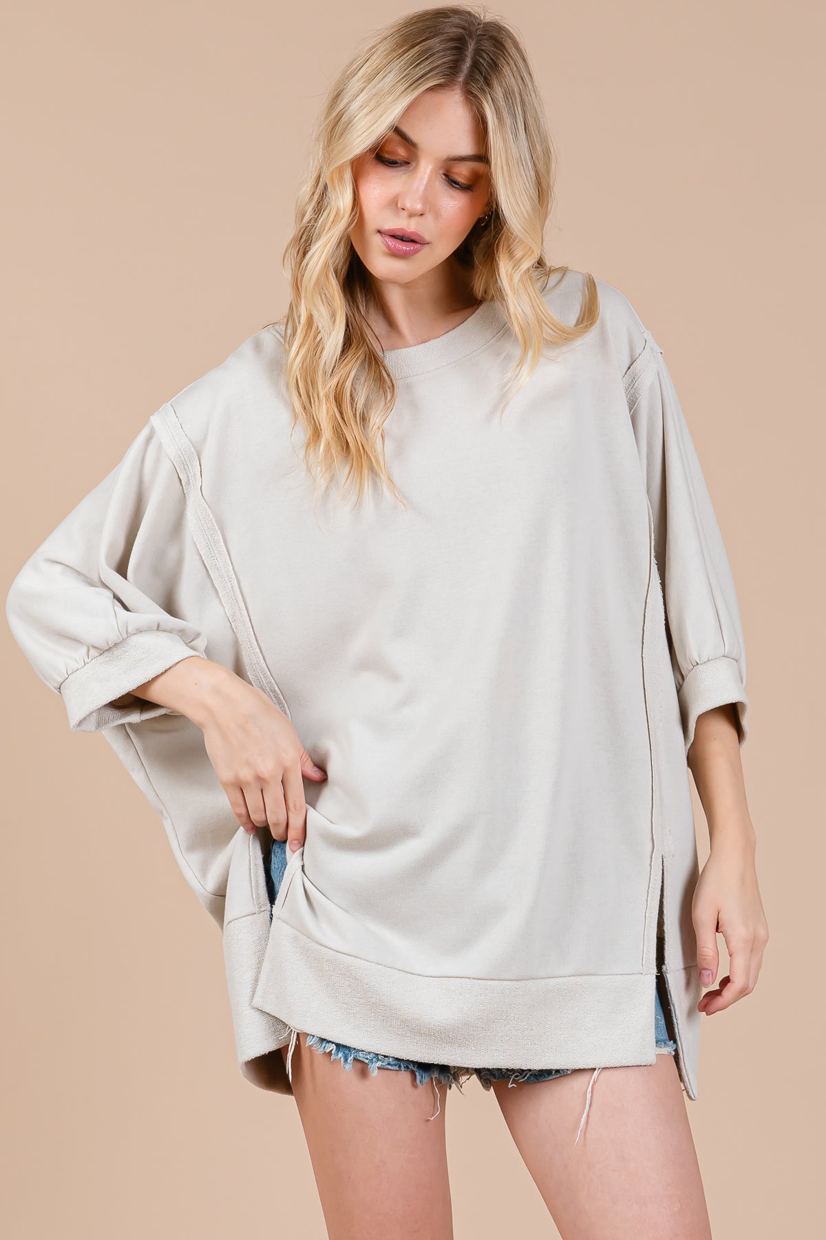 French Terry Oversized Pullover Top