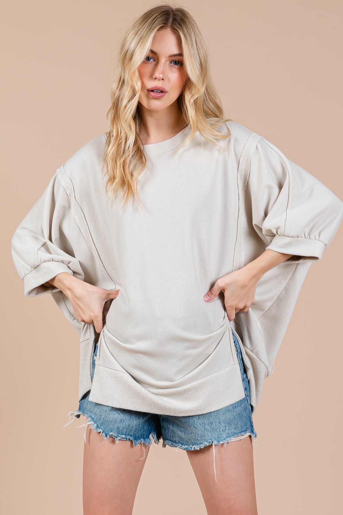 French Terry Oversized Pullover Top