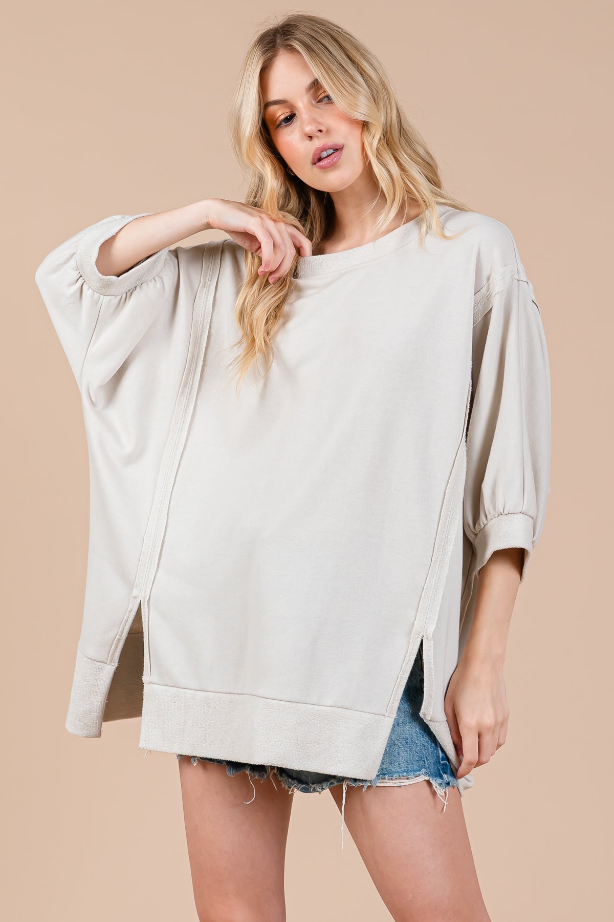 French Terry Oversized Pullover Top