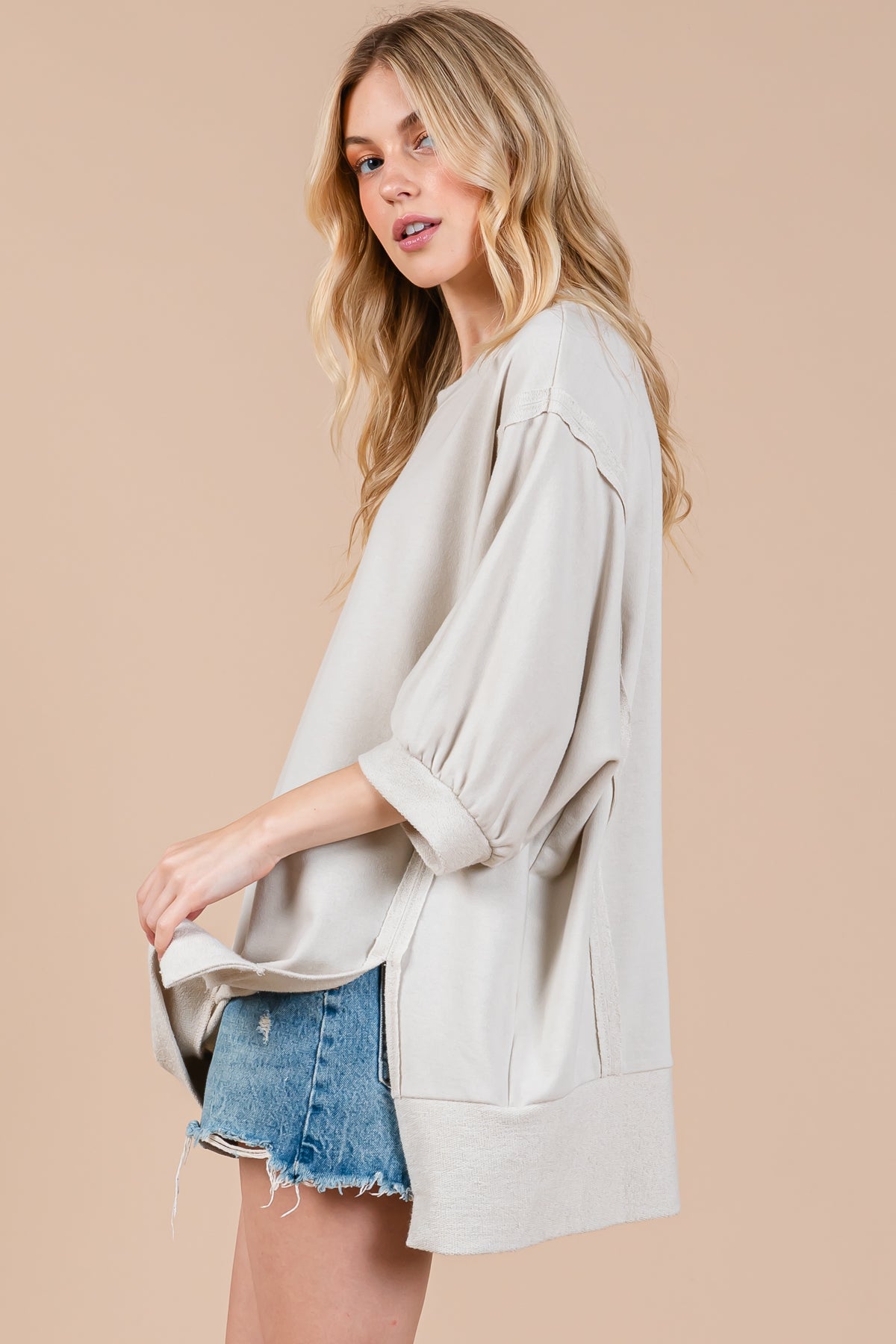 French Terry Oversized Pullover Top