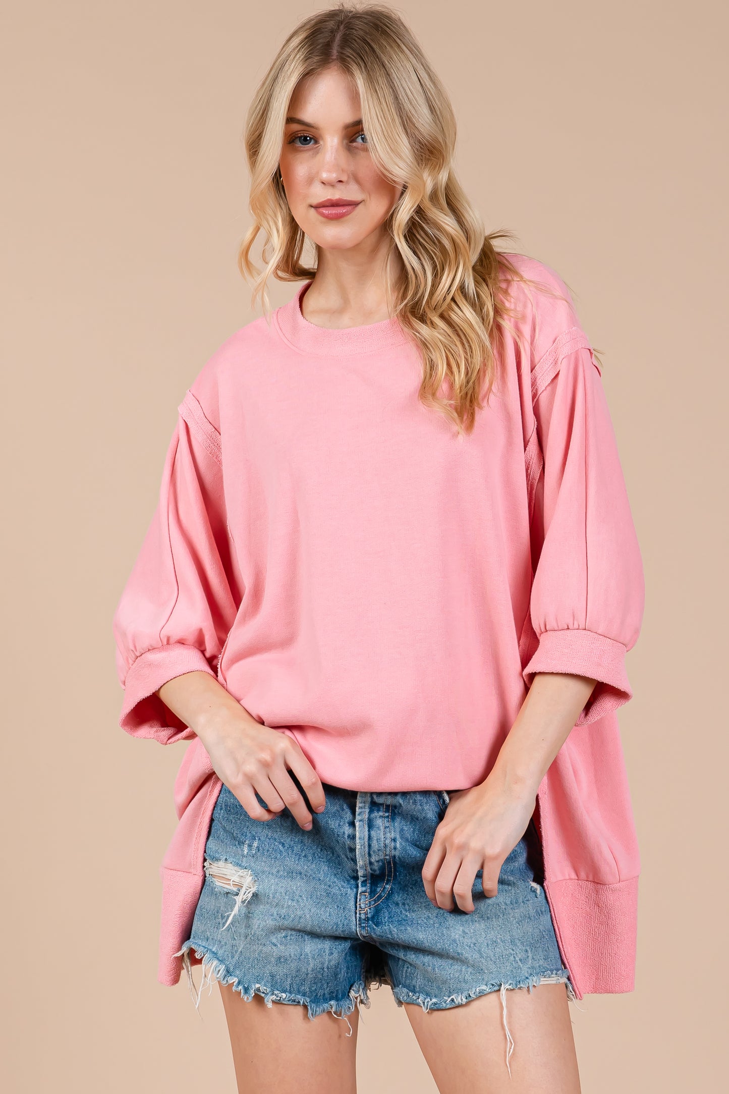 French Terry Oversized Pullover Top