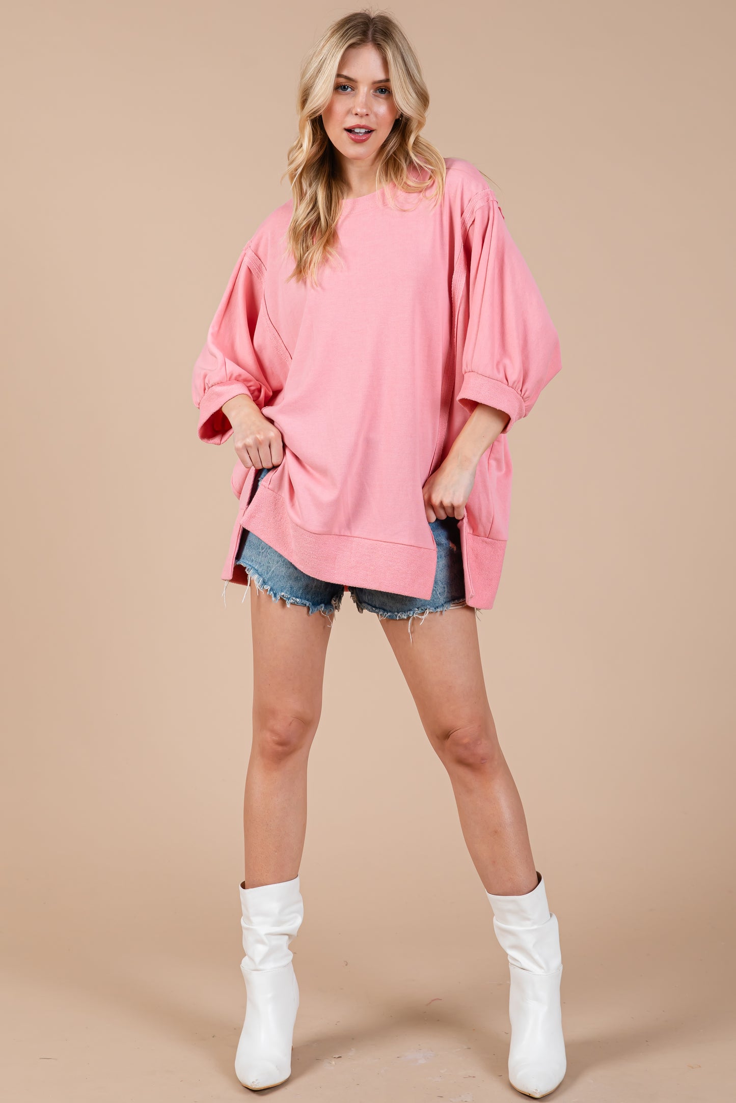 French Terry Oversized Pullover Top