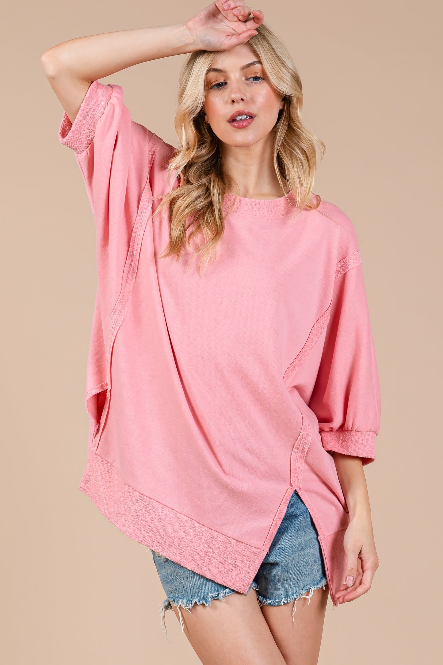 French Terry Oversized Pullover Top